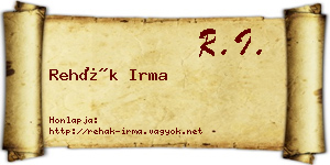 Rehák Irma névjegykártya